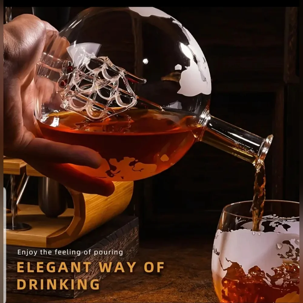- 3pc Globe Wine Decanter Set